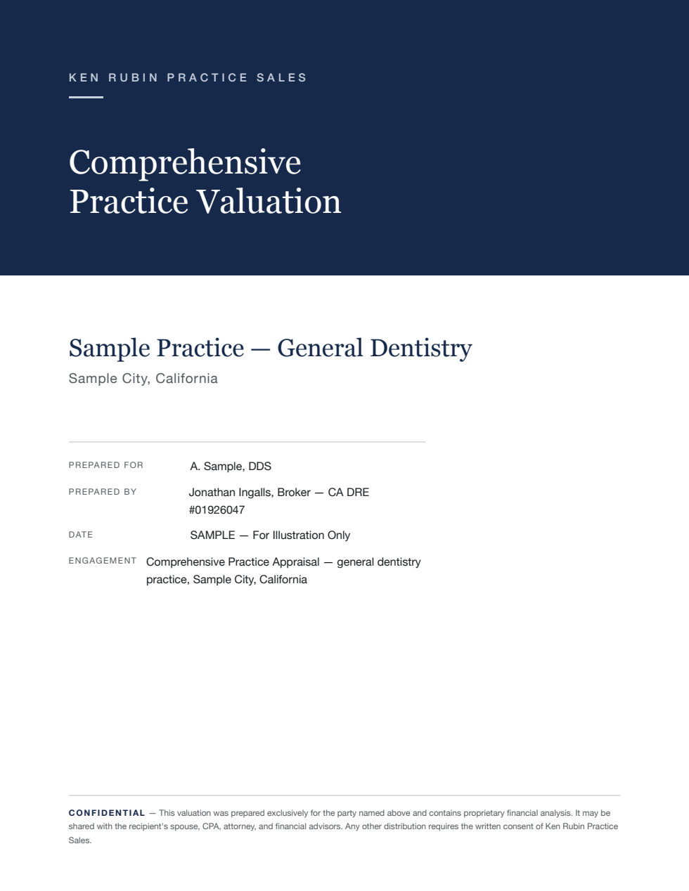 Sample appraisal report — cover page